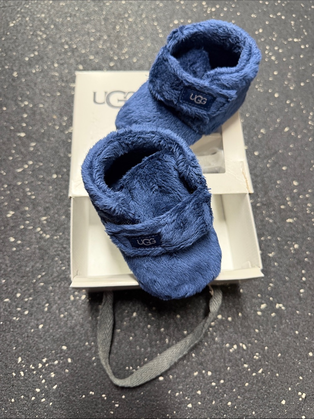 UGG baby Navy Blue Plush Slide Slippers 6-12 months